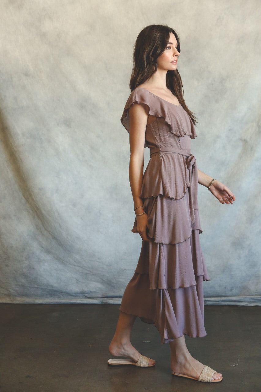 Ruffle Dress Feminine Boho Tiered Maxi Dress